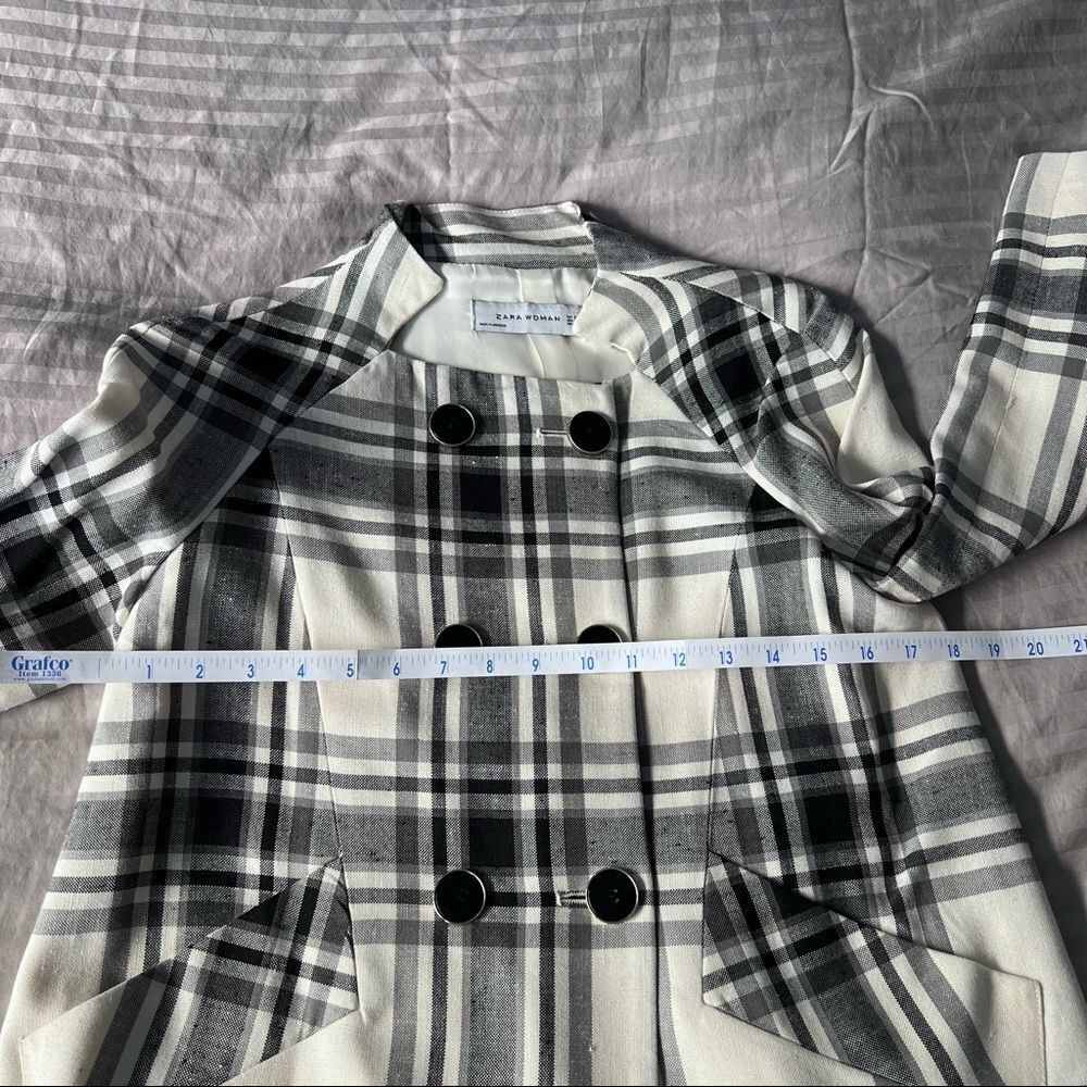 Zara plaid tartan double breasted jacket - Picture 6 of 16
